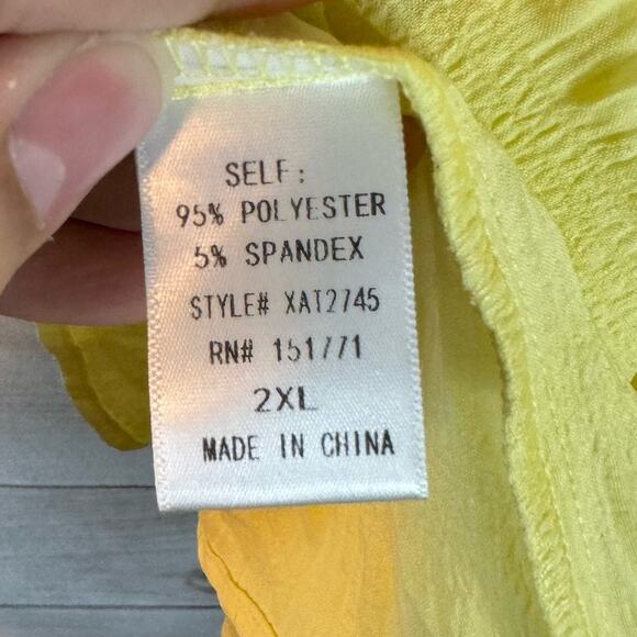 Kaileigh Yellow Ruffled Straps Sleeveless Blouse Size 2XL - Picture 5 of 6